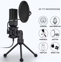 Microphone USB portable à condensateur haute qualité avec suppression du bruit pour conférences, studios et jeux, compatible avec les ordinateurs de bureau