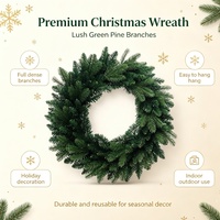 Guirlande de Noël artificielle ronde non éclairée, réaliste, en branches de peuplier vertes, pour porte d'entrée, mur, fenêtre, décoration de fête à domicile