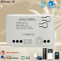 Módulo de Relé WiFi Inteligente Ewelink de 1 Canal, 7-32V DC, 433MHz, Control Remoto por Voz con Alexa para Abridor de Puerta de Garaje, 10A Corriente Máxima, Sin USB