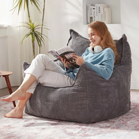 Canapé paresseux surdimensionné moderne en velours côtelé avec accoudoirs et housse amovible, fauteuil pouf extra doux compressé sous vide, compatible dropshipping