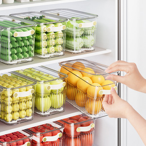 Şeffaf plastik taze tutmak için tekerlekler ile saklama kutusu içecekler gıda konteyner yumurta organizatör kolu mutfak buzdolabı - Product Image 1