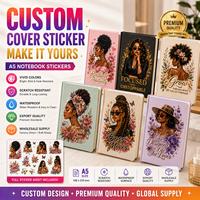 Autocollants personnalisés pour couverture de carnet A5 en vinyle, imperméables, résistants aux rayures, décorations pour journal, autocollants floraux personnalisés Black Queen