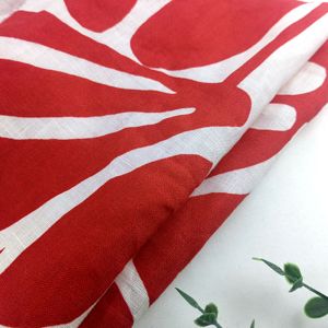 Venta directa de fábrica Transpirable 100% Lino Tela de lino Color rojo Impreso para niñas Camisas de verano y primavera Ropa de vestir - Product Image 3