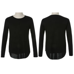 Camiseta informal ajustada con cuello redondo y dobladillo curvo para gimnasio, Blusa de manga larga con estampado de logos personalizados - Product Image 1