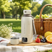 Bouilloire Électrique Intelligente en Acier Inoxydable 500ML, Rechargeable, Charge Rapide, Sans Fil, Contrôle Numérique, Portable
