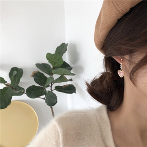 Kadınlar için moda pembe renk kalp inci küpeler bildirimi mizaç Dangle küpe - Product Image 5