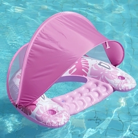 Chaise flottante gonflable en PVC en forme de U avec pare-soleil amovible, lit flottant d'été