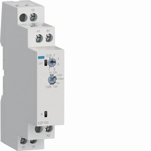 Relè temporizzato EZF100 con 1 contatto di commutazione, 1 modulo DIN, funzione di ritardo all'attivazione - Product Image 1