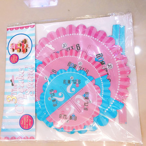 Genere di carta a <span class=keywords><strong>tema</strong></span> ragazzo ragazza rivela il vassoio di Dessert e la tavola dolce forniture per la decorazione della <span class=keywords><strong>torta</strong></span> di compleanno - Product Image 3