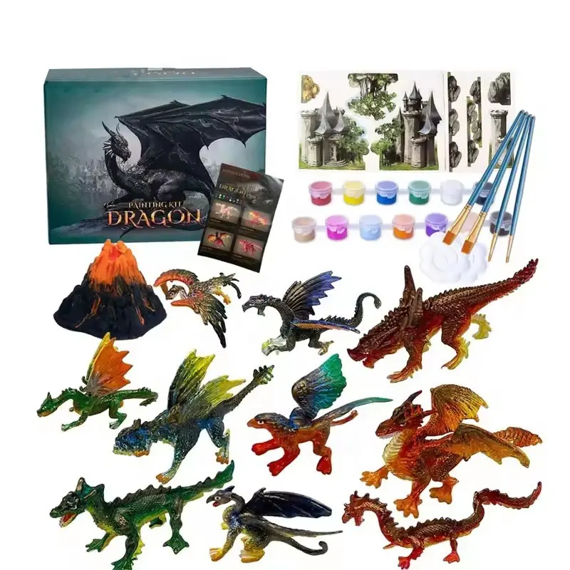 Children Creative Handwork DIY Paint 3D Dragon Stereoscopic Painting Toy Art and Craft Kits for Kids Painting Set