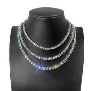 Cheapest Price Hip Hop Colorful Zircon Necklace Copper <b>Iced</b> <b>Out</b> 4mm ZC Tennis <b>Chain</b> Necklace - Product Image 3