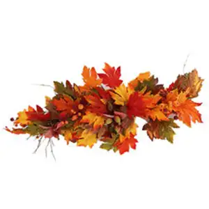Artsy Harvest Day Fall Maple Leaf Garland Artificial Simulation Fruit Berry Wreaths For Swag Farmhouse Thanksgiving Front Door