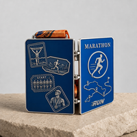 Médaille personnalisée de haute qualité en alliage de zinc, forme livre, ouverture à clapet, pour la course à pied (5k, 10k, marathon) et les sports