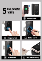 Tuya Wifi App Cerradura de puerta de vidrio Ttlock Ble Cerradura de vidrio inteligente digital Seguridad Código de huella digital Tarjeta sin llave Cerradura de vidrio inteligente