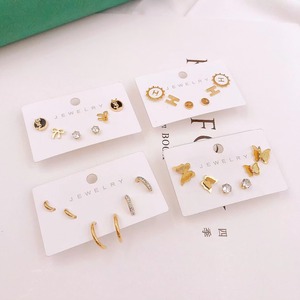 Set anting warna-warni bersama anting kancing emas grosir baja tahan karat untuk wanita anting 3 buah perhiasan lucu ZS perhiasan <span class=keywords><strong>8g</strong></span>