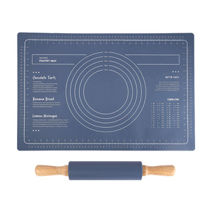 2 trong 1 không dính Silicone cán <span class=keywords><strong>Pin</strong></span> Pastry Baking Mat Set & bột Con lăn Kit cho fondant bánh Pizza Pie Pasta Cookie cho nướng - Product Image 3
