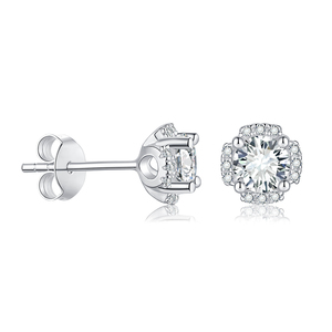 Pendientes de botón con diseño de racimo de flores pequeñas, unisex, estilo hip-hop, joyería de moissanita VVS, de silicona, para aniversario. - Product Image 1