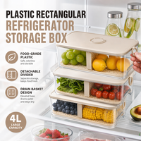 Boîte de rangement en plastique robuste pour réfrigérateur, grand conteneur rectangulaire hermétique pour la conservation des aliments et la congélation en cuisine