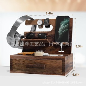 Wooden phone stand, simple and multi-functional watch, <b>glasses</b>, and key storage <b>rack</b>, lazy stand, wooden phone base - Product Image 2