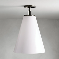 Lampu Plafon Semi Flush Mount Kerucut Kaca Baja Minimalis untuk Kamar Tidur, Lorong, Pintu Masuk, Dekorasi Hotel, Pemasok Grosir