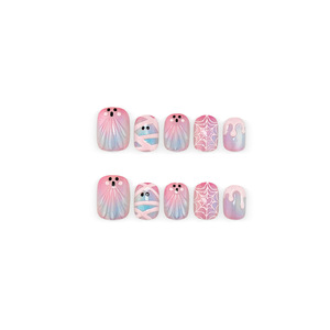 Faux ongles à presser pour Halloween, motif œil de chat fantôme mignon, cœur rose, toile d'araignée, mummy, effet goutte de venin, pour salon, DIY et fête - Product Image 5