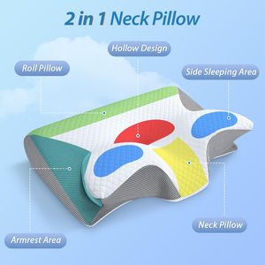 Nueva almohada cervical de espuma viscoelástica 2 en 1 almohada ortopédica envolvente ergonómica para el dolor de cuello almohadas de soporte rodeadas - Product Image 2