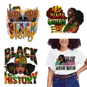 Je suis noir <span class=keywords><strong>histoire</strong></span> Afro mélanine conceptions noir et éduqué Hustle Dope Sneaker filles DTF transferts <span class=keywords><strong>de</strong></span> chaleur autocollants pour vêtements - Product Image 1