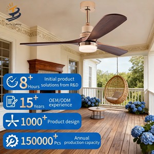 2024 phong cách hiện đại bền rắn gỗ lá Quạt trần điều khiển từ xa quạt trần với ánh sáng - Product Image 1