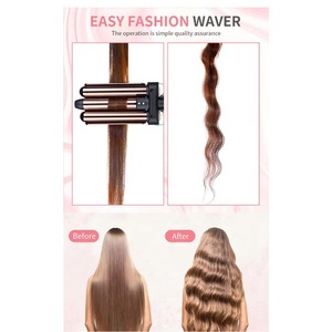 Fer à boucler professionnel pour cheveux, triple baril rotatif automatique, fer à friser électrique, baguette à boucler les cheveux - Product Image 6