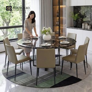 Set di Tavoli da Pranzo Rotondi in Marmo di Quarzo Fumé, Arredamento di Lusso con Pietre Preziose <span class=keywords><strong>per</strong></span> Hotel e Ville - Product Image 3