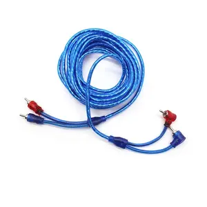批发透明蓝色5米汽车音频电缆RCA汽车改装音频电缆