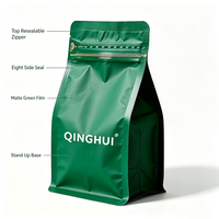 Sachet Doypack Personnalisé Refermable pour Grains de Café, Scellé sur Huit Côtés, Emballage pour Aliments pour Animaux de Compagnie