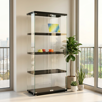Hochwertige Weiße Gehärtete Glas-Vitrine Rechteckig Polierte Oberfläche Moderne Schmuck-Vitrine Etagere Regal für Zuhause