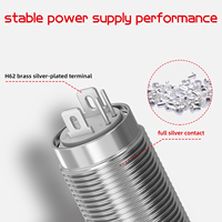 Sakelar Tombol Kuningan Baja Tahan Karat Tahan Air IP65 10A12V Arus Tinggi Kecil 12mm Lampu Self-Locking Power Start