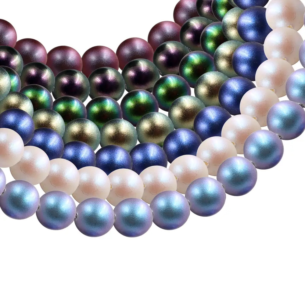 High Luster Iridescent Pearl Beads 5mm 6mm Magic Glass Beads Round Pearl For Jewelry Making