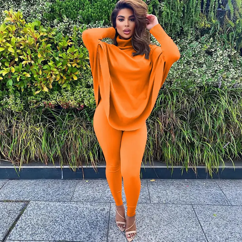 Fall Clothes for Women 2021 Casual Pink Outfits XS Autumn Ladies Turtleneck Fashion Sweatsuit Solid 2pc Two Piece Sets