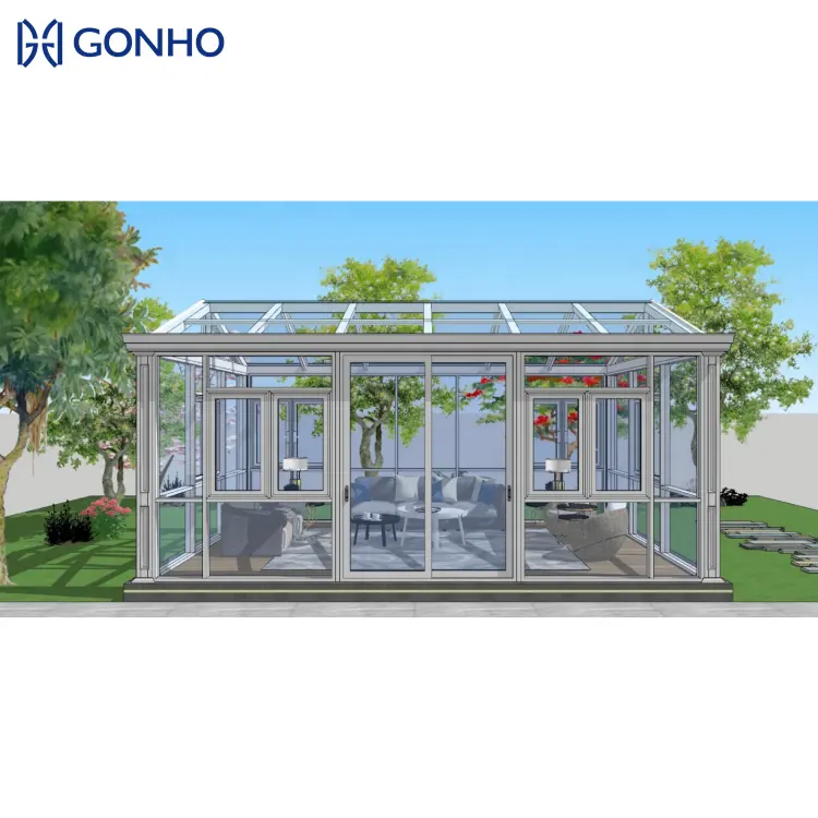 GONHO House giardino isolante in vetro doppio triangolo tetto feritoia elettrica Sunroom macchia invernale