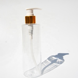 2oz 4oz 6oz 8oz 16oz shampoo clear plastic bottle with golden pump dispenser