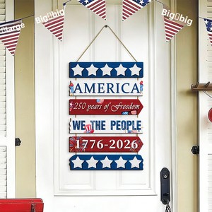 <span class=keywords><strong>D</strong></span>écoration patriotique du 4 juillet, Jour de l'Indépendance, en forme de rectangle, drapeau américain, art mural pour porte, panneau mural en bois pour le 250e anniversaire - Product Image 2
