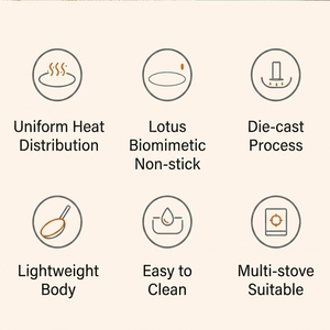 Poêle <span class=keywords><strong>à</strong></span> crêpes <span class=keywords><strong>à</strong></span> induction de luxe en granit et aluminium avec revêtement céramique antiadhésif pour cuisinière, avec couvercle - Product Image 5