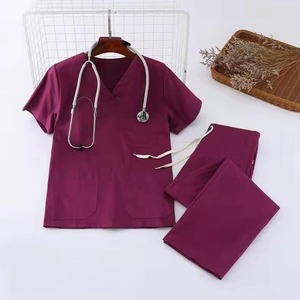 Enfermería Scrub 100% algodón cuello en V manga corta alta calidad reciclado Unisex ISO certificado para Médicos Enfermeras Hospital médico - Product Image 1