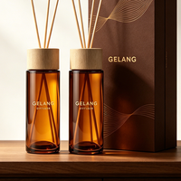 Bouteille diffuseur de parfum moderne en verre de luxe, ronde, 50 ml, 100 ml, 150 ml, 200 ml, couleur ambre