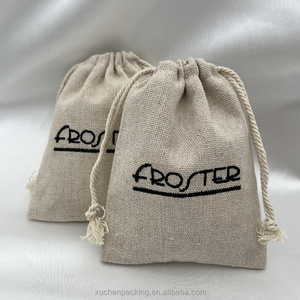 Túi quà Giáng sinh, cưới hỏi bằng vải bố thô, vải gai, vải lanh, vải cotton có dây rút, thêu logo tùy chỉnh - Product Image 5