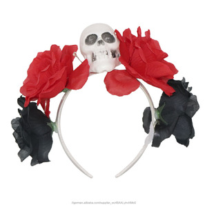 Rote Rose &amp; led Schädel Stirnband-Halloween Phantasie Kleid Kostüm Zubehör Tag Der Toten glow in <span class=keywords><strong>the</strong></span> dark - Product Image 5