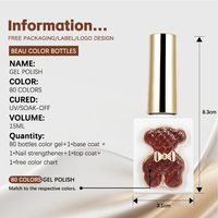 ZRKGEL TPO/HEMA Free High Pigmented Bear Bottle UV/LED Light Salon Formula 80 Colors Gel Nail Polish Set Collection Supplies