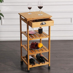 Carrito de cocina de bambú de diseño moderno con ruedas, color personalizable y tamaño, marca Anyo - Product Image 1