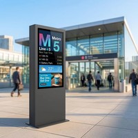 Pantalla LED Digital para Exteriores de 32/43/49/55 Pulgadas, Montaje en Pared o de Pie, IP65, 2000 Nits, para Parques, Gasolineras y Tiendas de Conveniencia