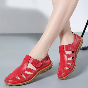 Chaussures décontractées pour femmes en cuir de vachette rétro de haute qualité avec fermeture Velcro et lacets, semelle souple, chaussures de créateur, sandales respirantes pour l'extérieur - Product Image 4