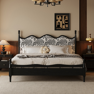 Роскошный в американском стиле современный дизайн каркас кровати из массива ясеня с обивкой - Product Image 3