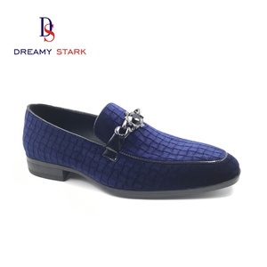 Custom Logo Vintage Handmade Slip-On Comfortable Blue Velvet <b>Shoe</b> <b>Decorated</b> with a Big Diamond for Autumn Season - Product Image 3